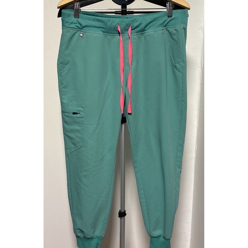 FIGS Size Medium Top Yoga Pants size L Scrub Set teal blue Women - Picture 13 of 13